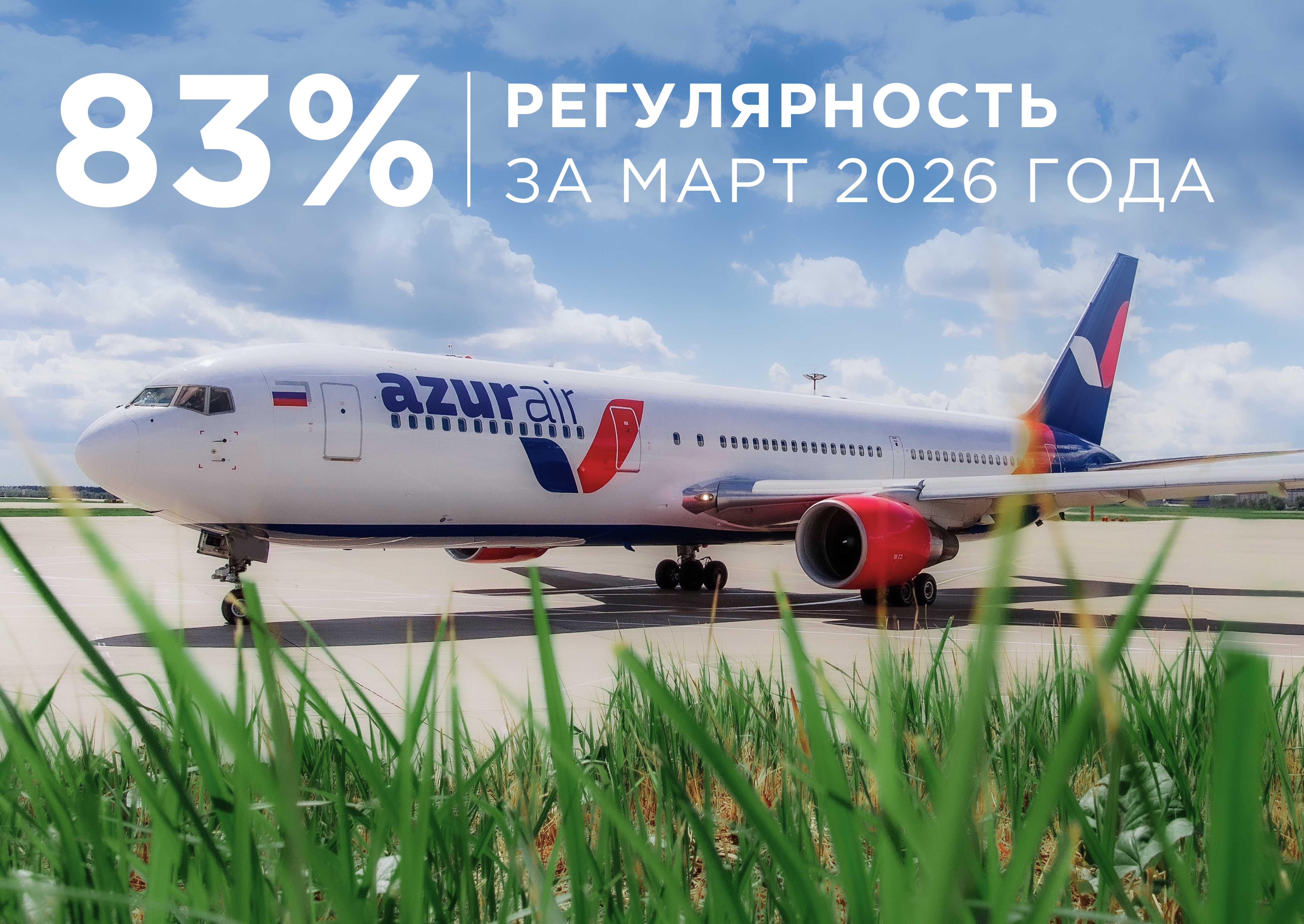 AZUR air на 10 процентных пунктов увеличила регулярность полетов в марте по сравнению с февралем