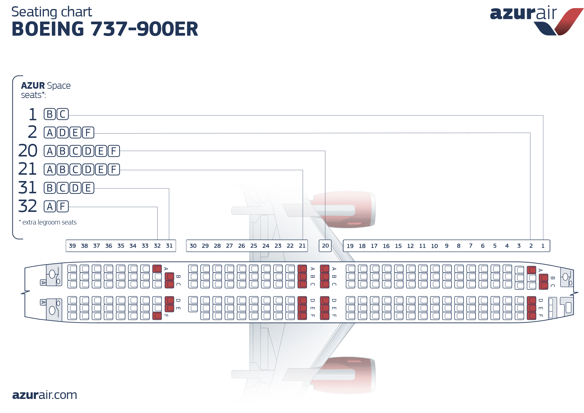 Azur air Azur-space Boeing 737-900ER seats scheme