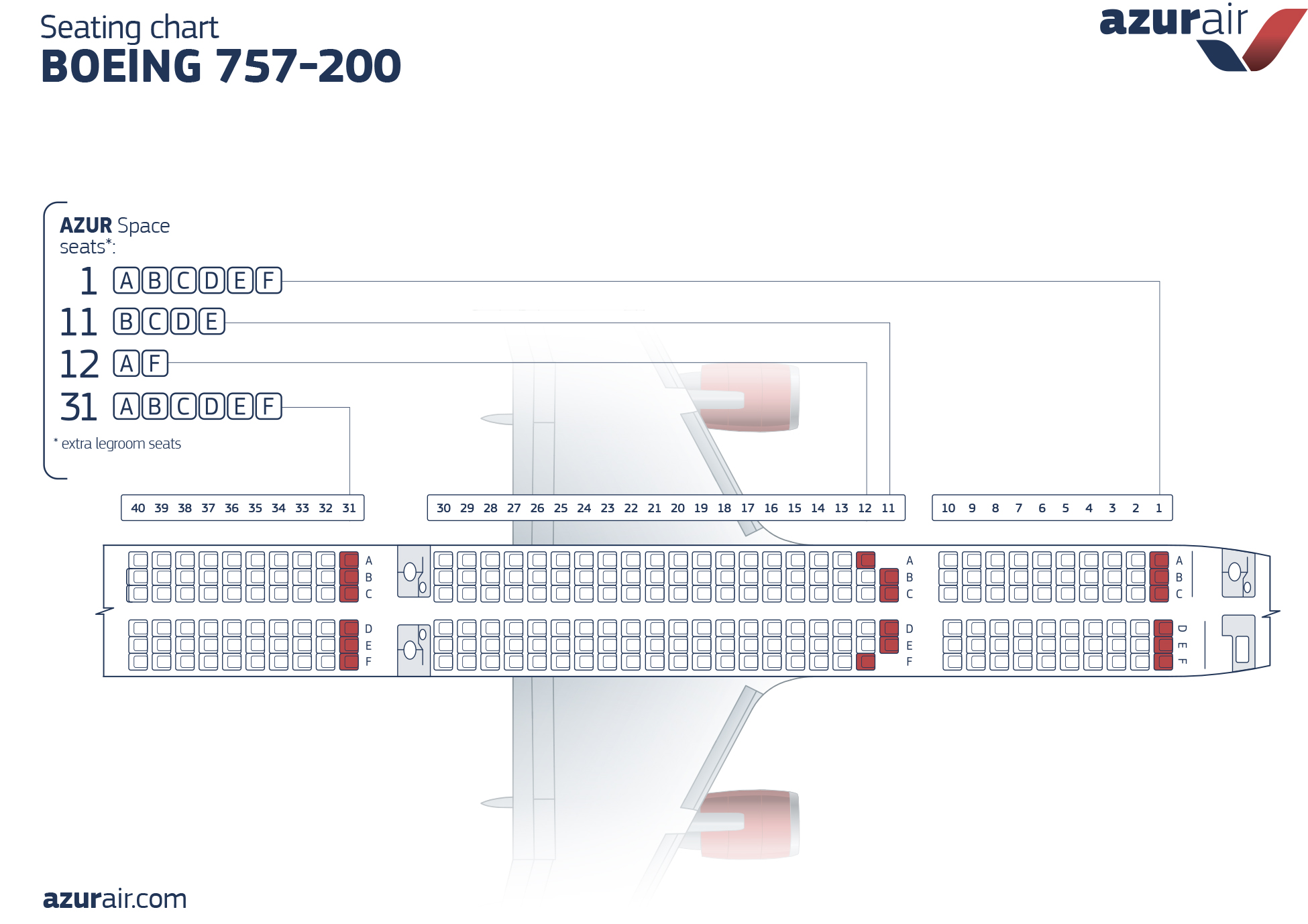 Azur air Azur-space Boeng 757-200 seats scheme